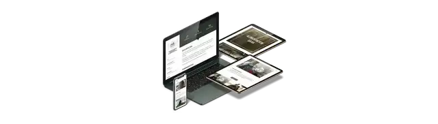 A laptop, tablet, and smartphone displaying web pages designed by Mike Walsh, illustrating responsive web development and design.