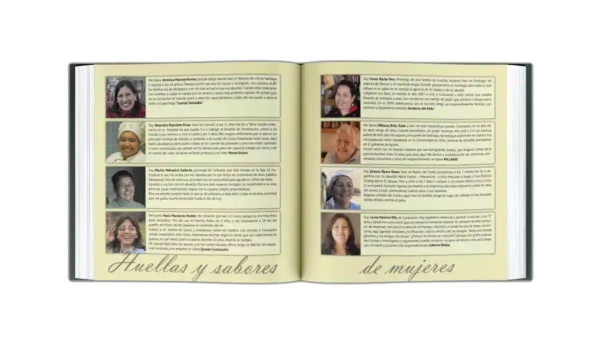 Open book showing two pages of chef profiles.