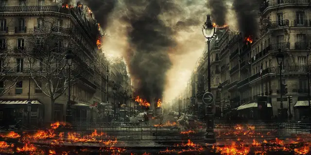 post-apocalyptic view of city